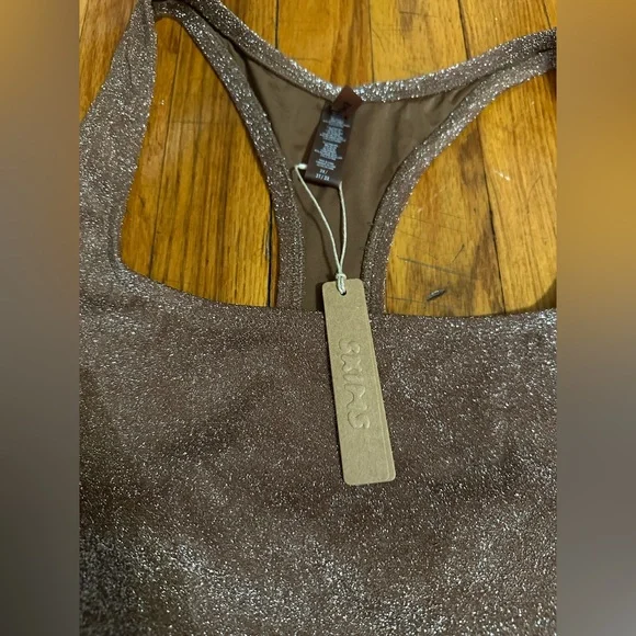 SKIMS Glitter Swim Metallic Dress in Cocoa Size 3X NWT! - Picture 3 of 11